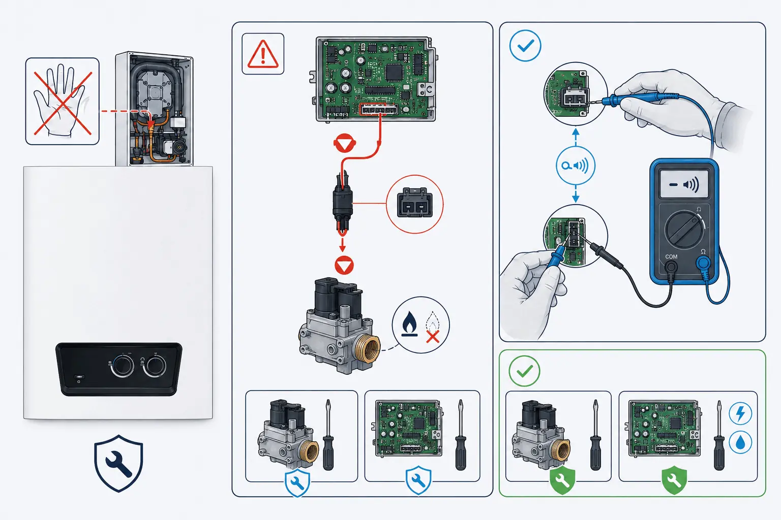 DemirDöküm Ademix F61 yakıt kumanda vanası arızası için modele özel yetkili servis kontrolünü gösteren 2D teknik çizim