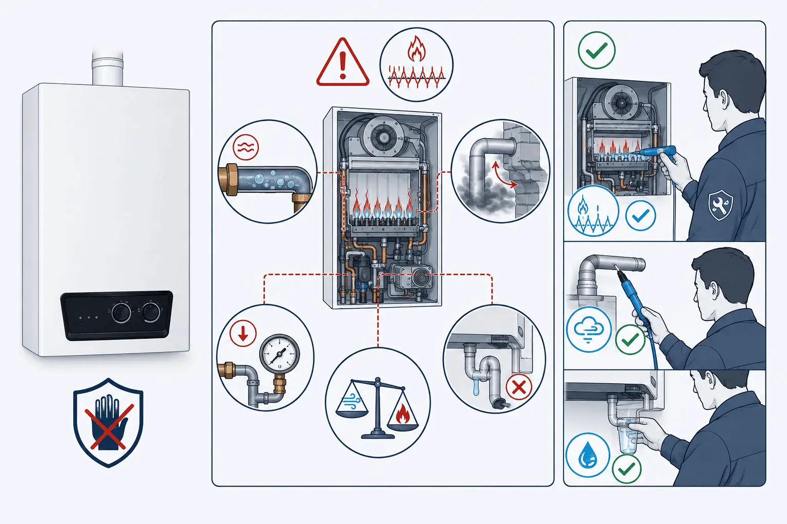 DemirDöküm Ademix F68 alev sinyali kararsız için modele özel yetkili servis kontrolünü gösteren 2D teknik çizim